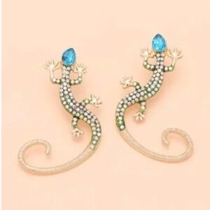 ⭐️❤️ FREE Lizard Reptile Animal Gecko Hipster Vaca Rhinestone Gift Vaca Earrings